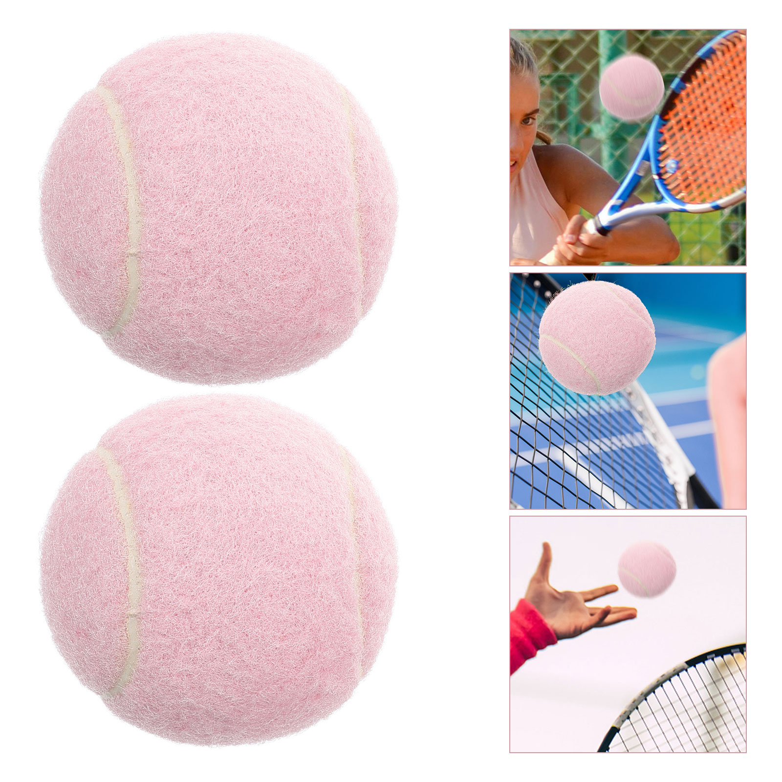 2 Stück Tennisspielzeug für Spieler, Gummi-Starterball, verspielte Masse, 600 x 600 x 600 cm, Anfängertraining, das Mädchen spielt, rosa Bälle für Kinder