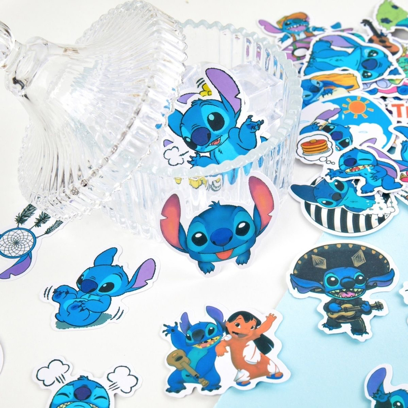 100PCS 디즈니 스티치 스티커 애니메이션 데칼 스케이트 보드 노트북 오토바이 기타 귀여운 카와이 만화 영화 스티커 팩 어린이 장난감