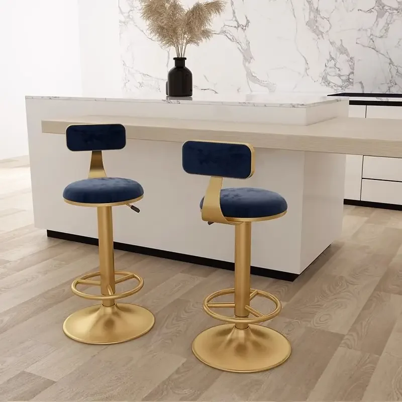 Bar Light Luxury Rotating Lifting Backrest Bar Chair High Stool Restaurant Comfortable Soft Bag Backrest Chair Dining Chairs