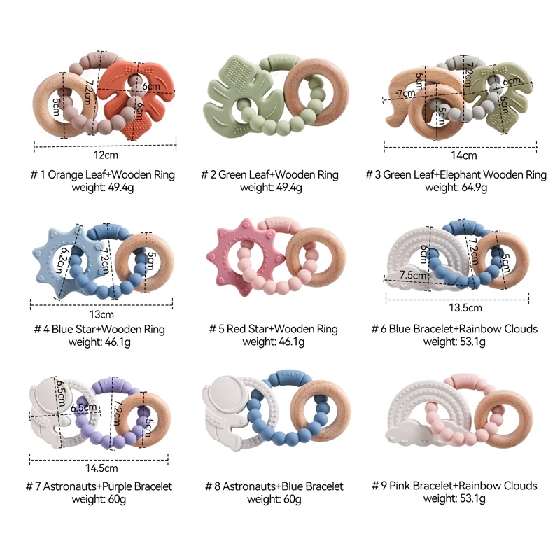1Pc 아기 실리콘 Teether 장난감 BPA 무료 실리콘 팔찌 잎 젖니가 남 장난감 신생아 선물 장난감에 대 한 나무 반지 간호 치아