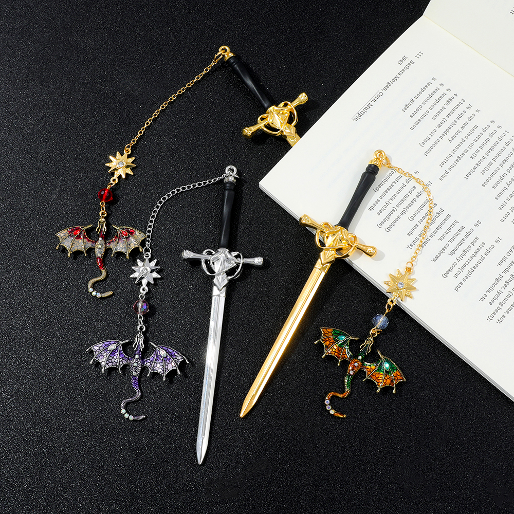 1/3PCS Fourth Wing Dragon Sword Bookmarks Fantasy Gothic Bookmarks Fourth Wing Enthusiasts Reading Accessories