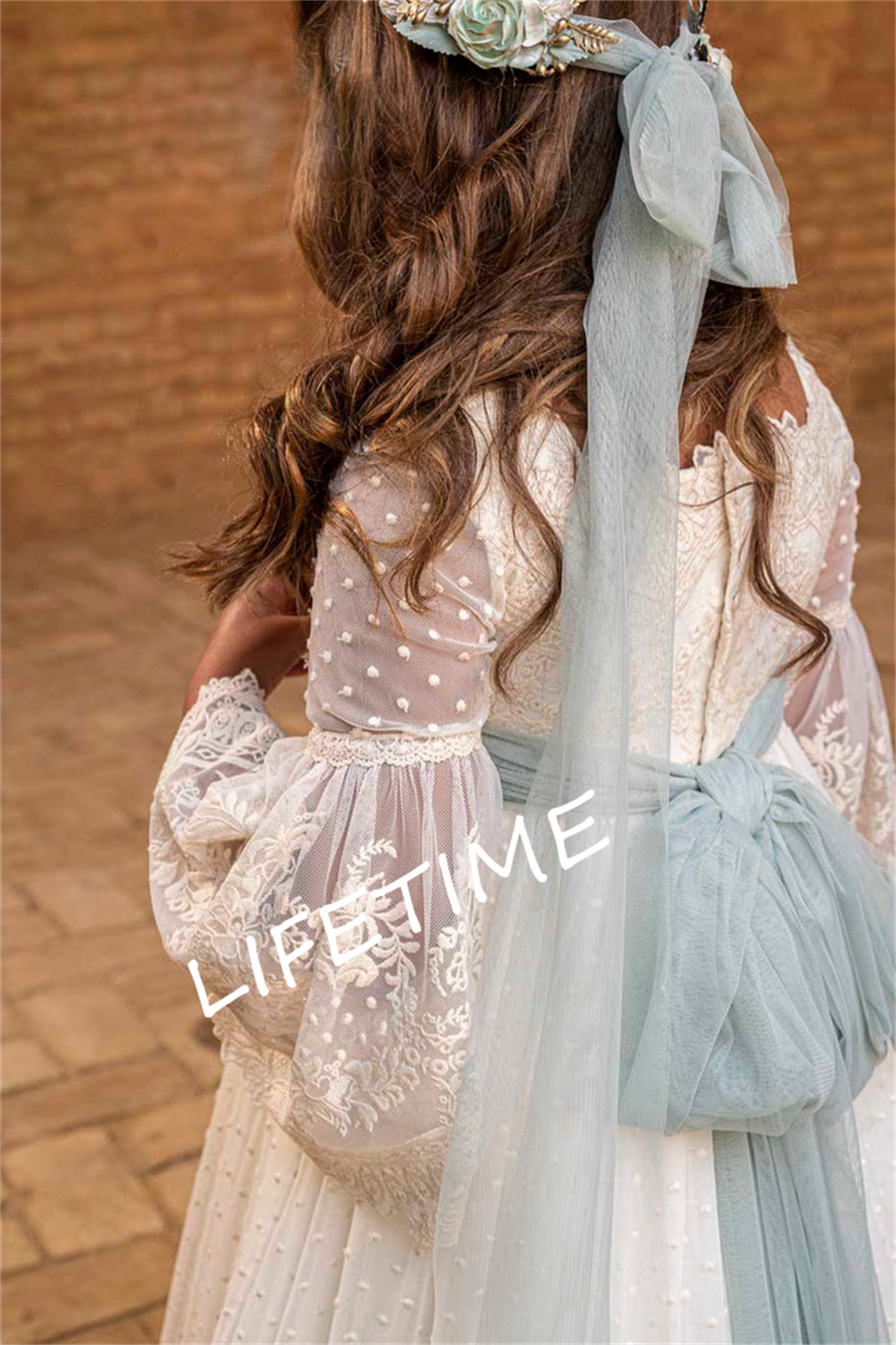 Kommunion Blumen mädchen Kleid für Kind Vintage Prinzessin Spitze Blumen band Gürtel Bride mini Hochzeit Brautjungfer Baumwoll kleid