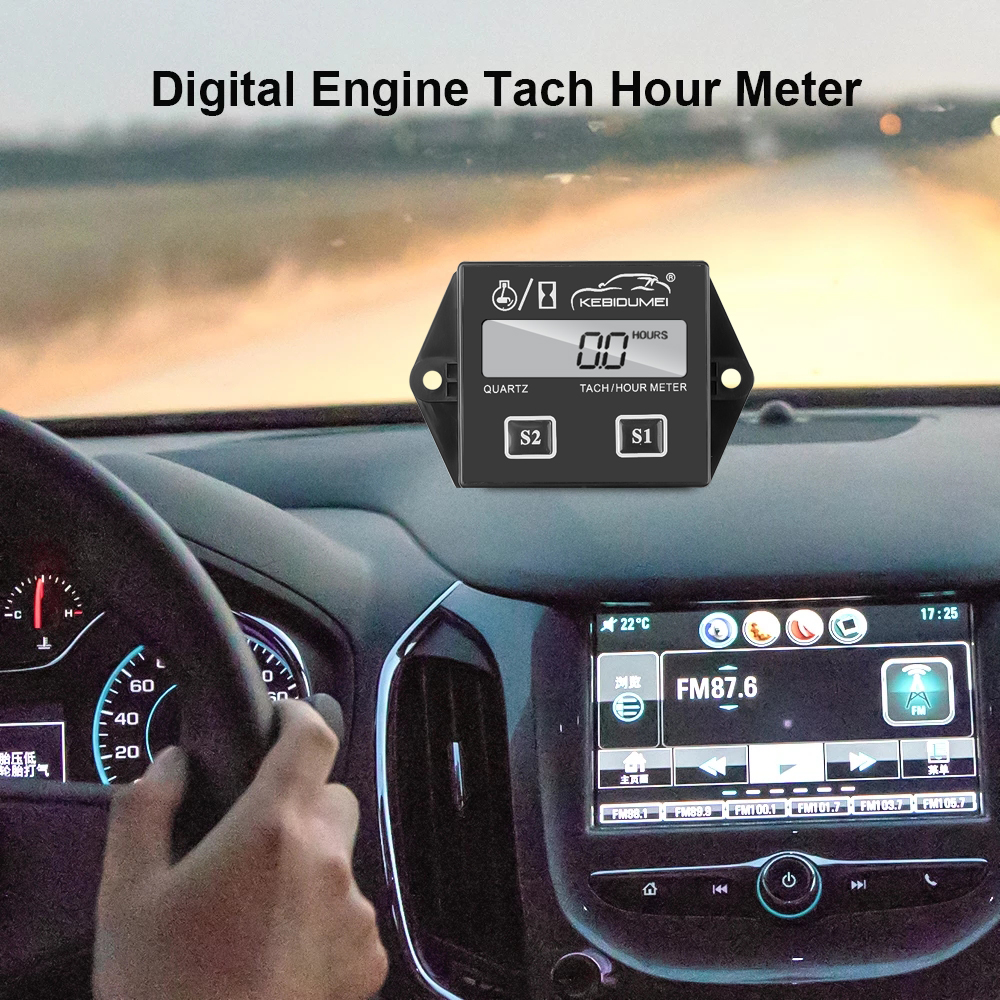 Medidor digital de velocidade do motor, medidor de hora do motor, tacômetro, rpm, display lcd para gasolina, 2/4 tempos, barco, motocicletas, motosserra