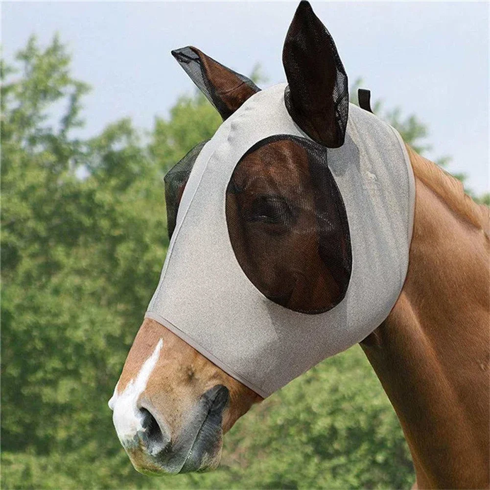 Maschera per mosche di cavallo forniture di Design 3D ergonomia Pet Summer Eye Shield Anti Mosquito Ear Half Face Mesh Fly Cover protettiva Parts