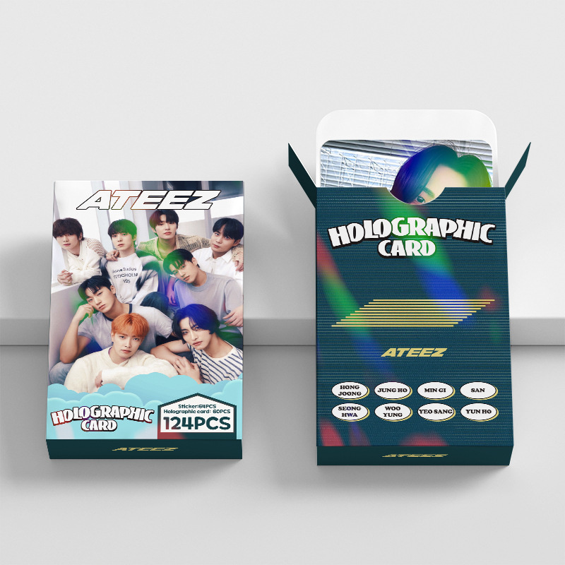 124 unids/set ATEEZ tarjetas láser álbum LOMO tarjetas Fan favoritos tarjetas fotográficas pegatinas brillo holograma tarjetas postales tarjetas de felicitación