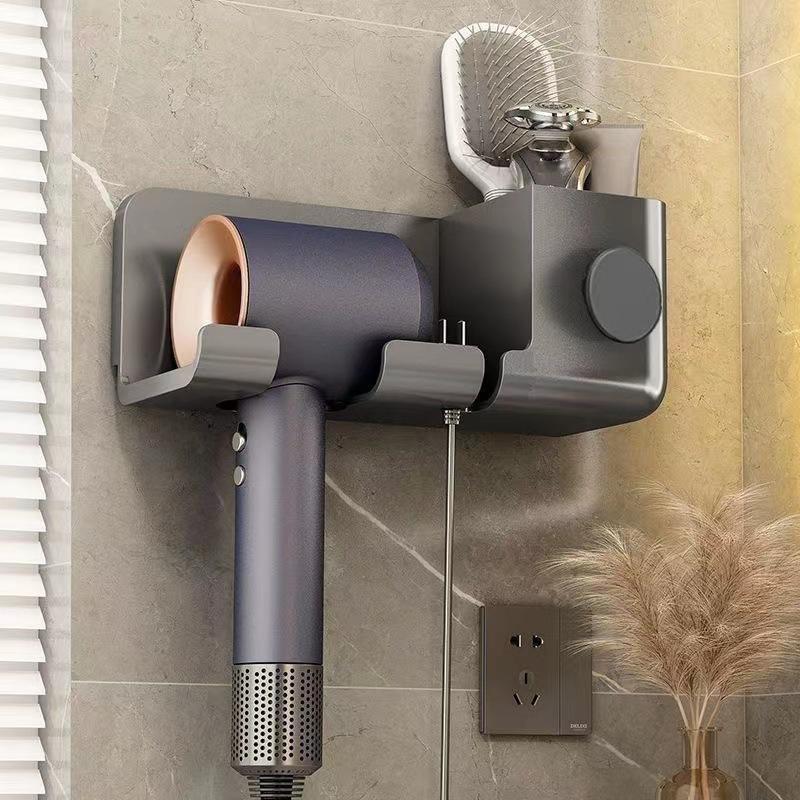 1pc supporto per asciugacapelli a parete senza perforazione Rack multifunzionale per il bagno