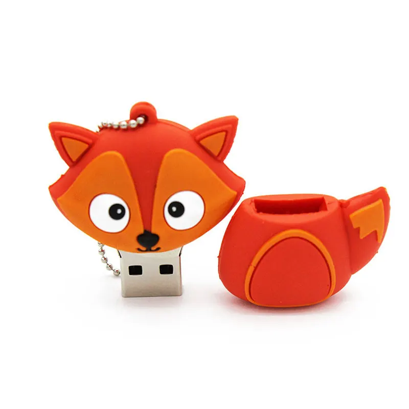 JASTER น่ารัก Fox USB Flash Drive 64GB การ์ตูนสัตว์ Memory Stick ของขวัญสร้างสรรค์ไดรฟ์ปากกาความจุจริงภายนอก Pendrive