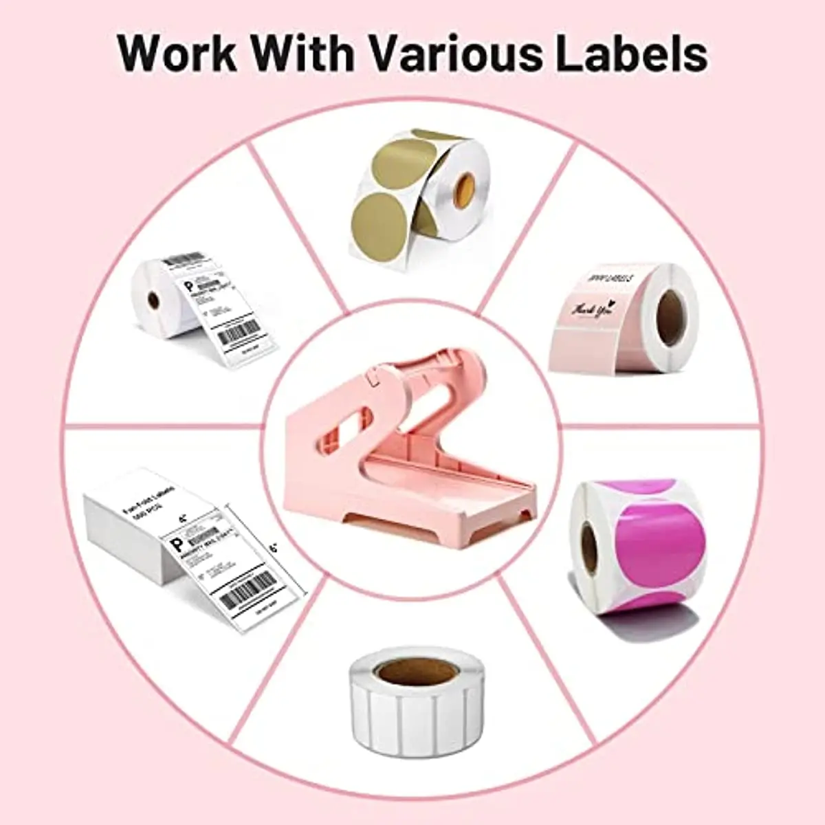 Thermal Label Holder for Fan-Fold and Rolls Labels, Shipping Label Roll Holder, Work with Desktop Shipping Label Printer