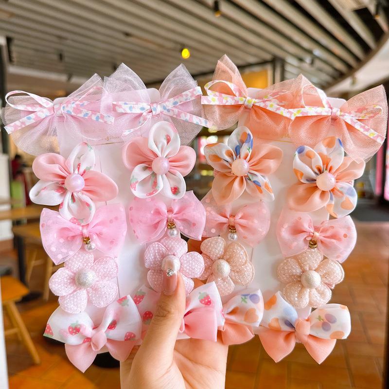 10 ピース/セットかわいい弓ベビーヘアクリップレースフラワー子供女の子ヘアピンヘアドレスベビー BB クリップギフト