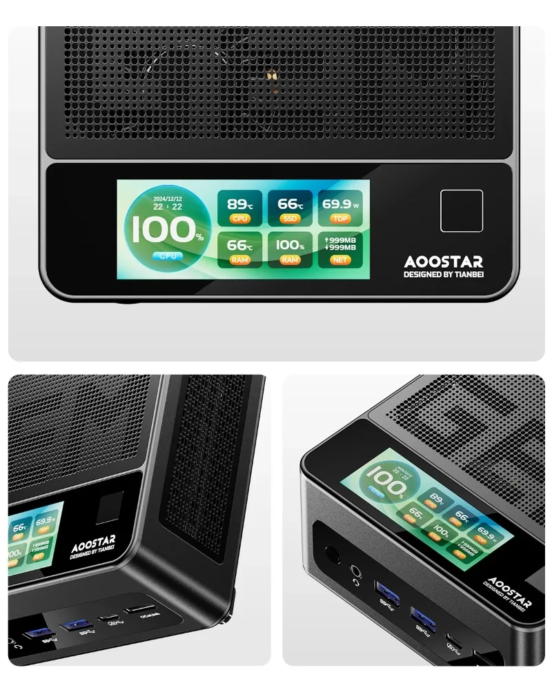 2025 GEM12+ Mini PC AMD Ryzen 7 PRO 8845HS 5.1GHz 32GB DDR5 1TB SSD Radeon 780M WiFi6 BT5.2 USB4 HDMI2.1 Mini PC Windows 11