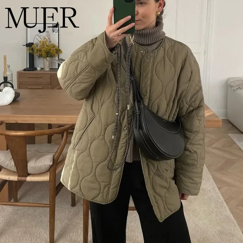 MUJER 2025, Steppjacke für Damen, Parkas, langärmelig, gepolsterter Mantel, warmer Winter, Damenmäntel, lässige Halbsaison-Jacke für Damen