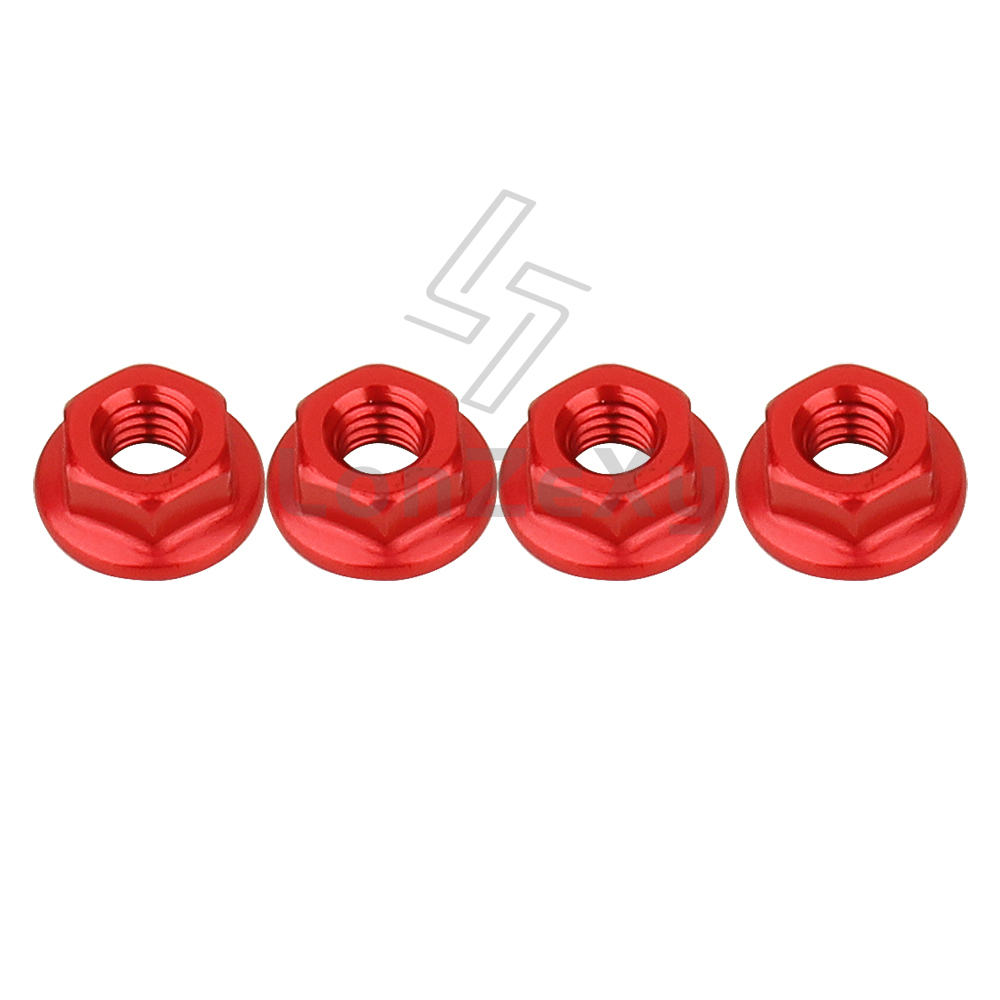4/10p CNC Aluminum Alloy Flange Lock Nut M4 Multicolor for 1/10 1/14 RC Car Truck Crawler Drift TRX4 SCX10 SCANIA Universal Part
