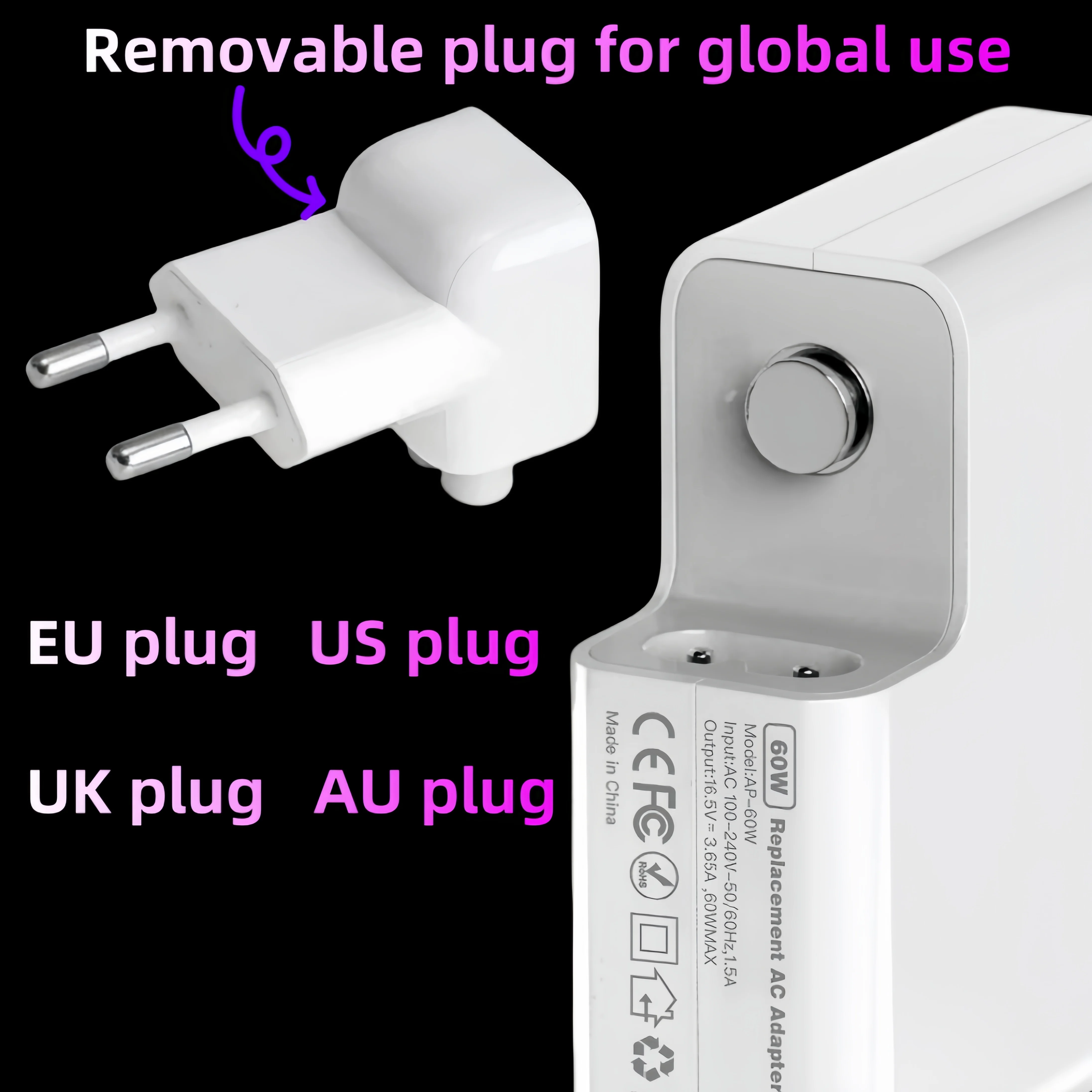 85W Magsafe 2 T Adaptador de alimentação compatível com MacBook Carregador para MacBook Air / Pro Mag 2 T Carregador adaptador de alimentação magnético A1398