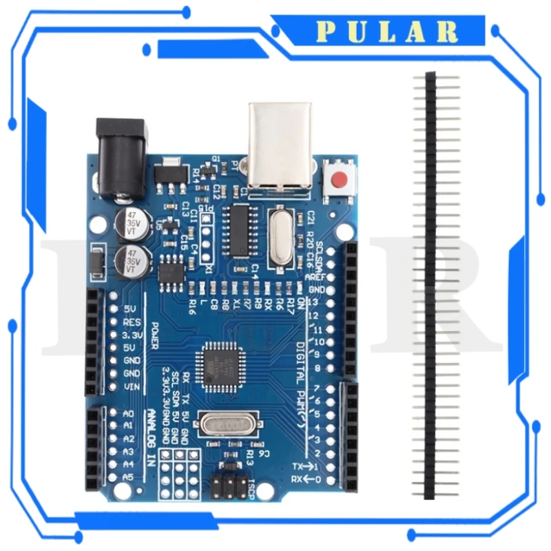 PLR UNO R3 개발 보드 스트레이트 핀 헤더 케이블 포함 ATmega328P CH340 CH340G 아두이노용