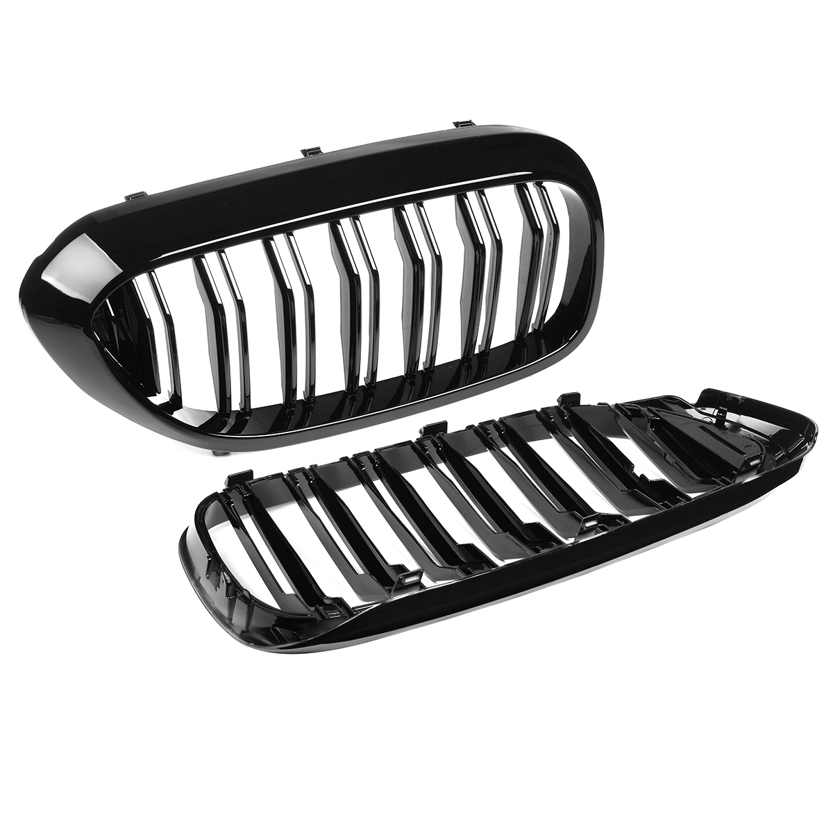 光沢のある黒の車のフロント腎臓グリルグリル BMW 5 シリーズ M5 G30 G31 G38 520i 530i 540i 2017-2020 2 スラットフロントバンパーグリル