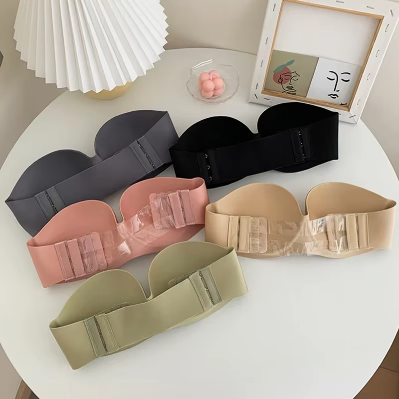 Reggiseni sexy senza spalline da donna Bralette senza fili Intimo femminile morbido Reggiseni senza cuciture da donna Reggiseno invisibile con cinghie da 2 pezzi