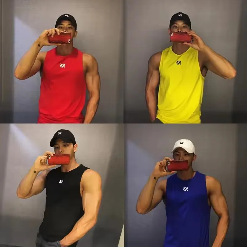 Mannen Bodybuilding Tank Tops Gym Workout Fitness Mouwloos Shirt Running Kleding Stringer Singlet Zomer Toevallige Vest