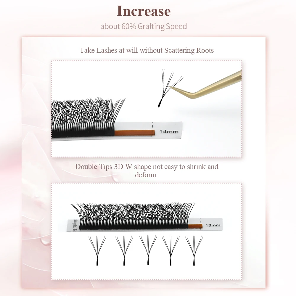NAGARAKU Double Tips 3D W eyelashes W Shape Eyelash Extensions Blister Premade Fans