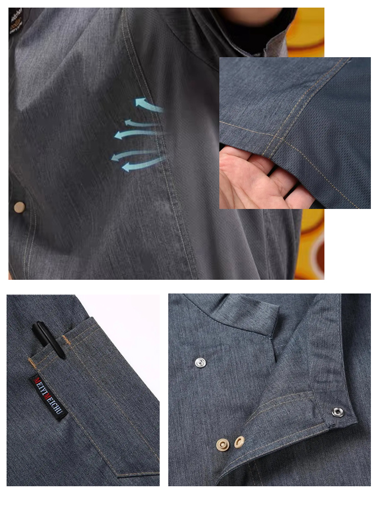 Unisex Hotel Kitchen Chef Short-sleeved Restaurant Uniform Bakery Breathable Mesh Canteen  Chef's Uniform Kitchen Shirt