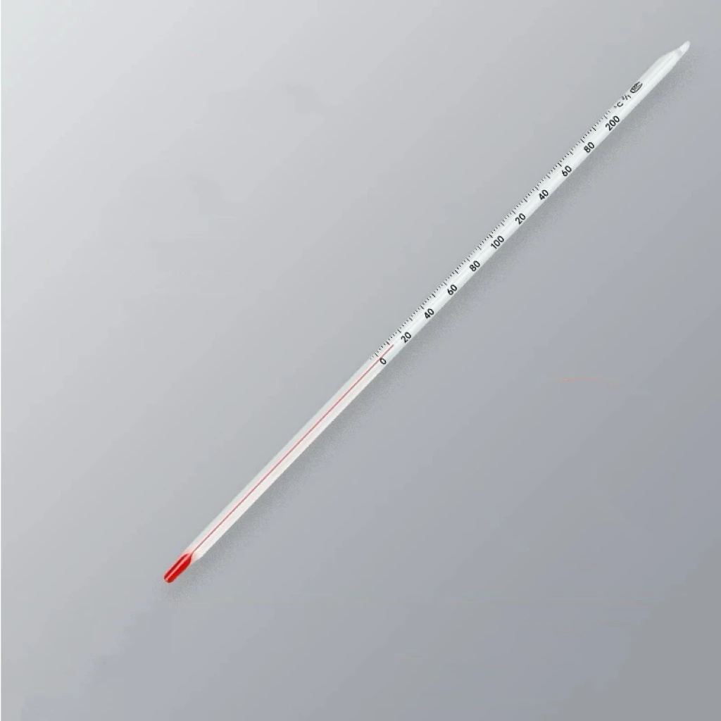 Termómetro de vidrio Celsius de 3 piezas 0-200 ℃   Medidor de temperatura líquida roja de laboratorio de longitud 265 mm