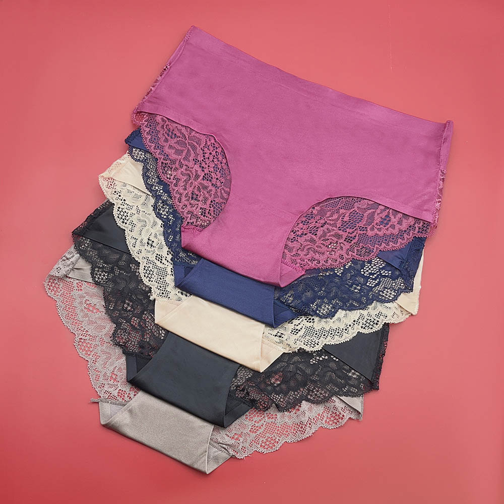5 uds bragas de mujer ropa interior de encaje lencería Sexy para mujer calzoncillos de seda de hielo calzoncillos suaves sin costuras