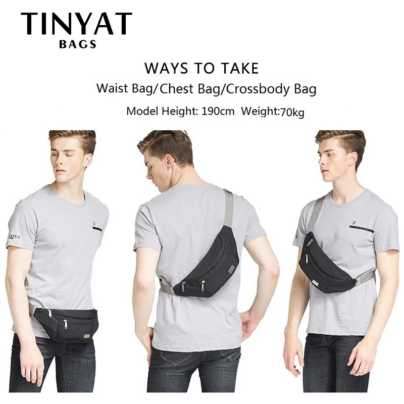 TINYAT เอวกระเป๋าแพ็คสำหรับกระเป๋าเดินทางผู้ชายโทรศัพท์กระเป๋าเข็มขัดผู้หญิงไหล่ Crossbody ผ้าใบกระเป๋ากล้วย Unisex Casual สะโพกกระเป๋า
