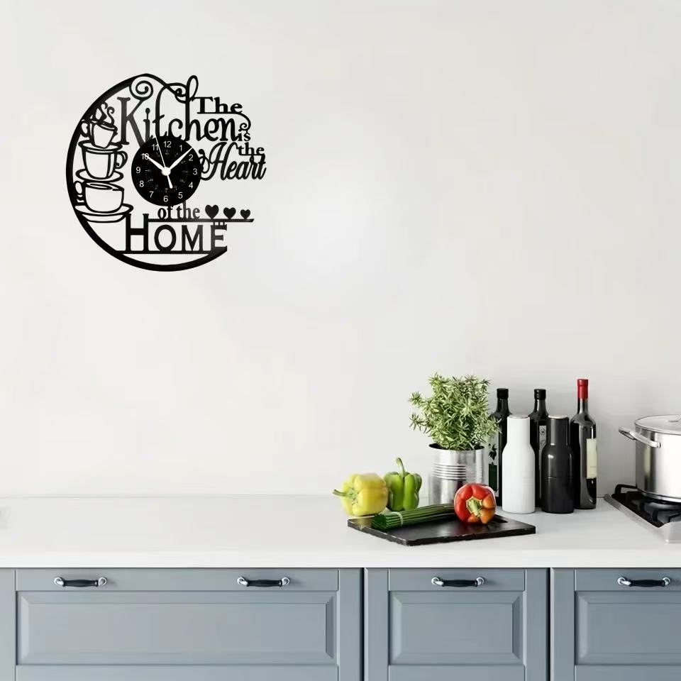 ห้องครัวตกแต่งบ้าน Vinyl Record Wall Clock ออกแบบโมเดิร์นร้านกาแฟตกแต่งห้องครัว Retro Art Silent Wall นาฬิกา