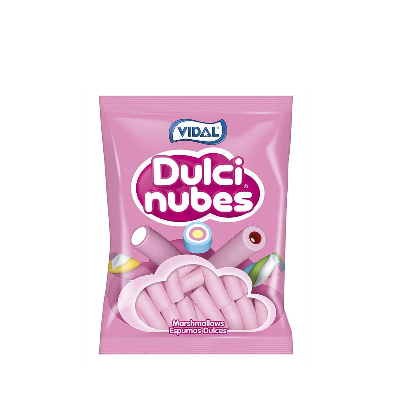 Saco Vidal Pink Clouds, 125 unidades cada dulcinubos rosa, sem gordura, sabor original
