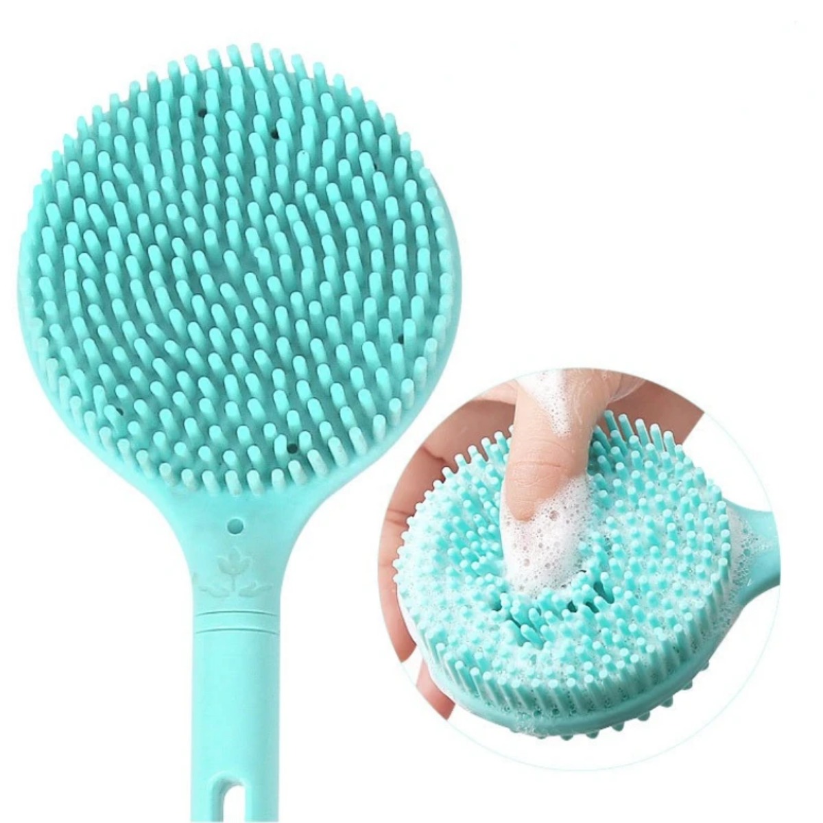 Cepillo de cuerpo de ducha de doble cara, cepillo de lavado de baño de mango largo de silicona, masaje de baño, cepillo exfoliante corporal de espalda