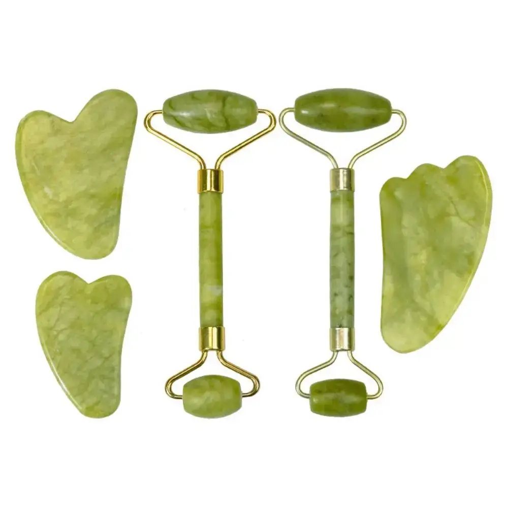 Rolo de pedra de jade natural massageador feng jade chifre de vaca raspagem conjunto olho beleza facial fisioterapia massagem ferramentas