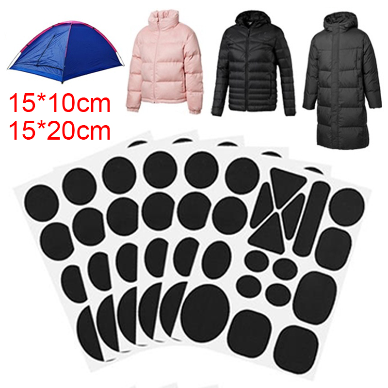 Remendos autoadesivos pretos para jaquetas, calças, camisetas, roupas, capa de chuva, guarda-chuva, pano, tenda, adesivo, lavável, reparo, buraco