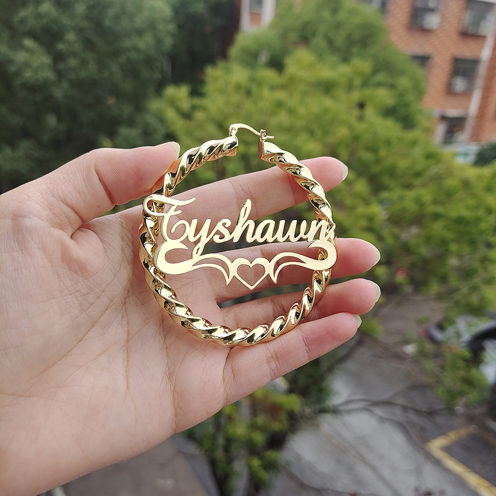 DODOAI nuevos pendientes de aro torcidos personalizados para mujer, pendientes de cuerda atrevida con nombre, pendientes redondos con nombre personalizado, joyería de personalidad