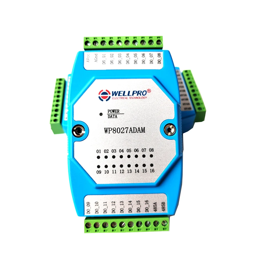 16 Kanalen Digitale Uitgang Module Optocoupler Geïsoleerde 16 Doen RS485 Modbus Rtu Communicatie Wellpro WP8027ADAM