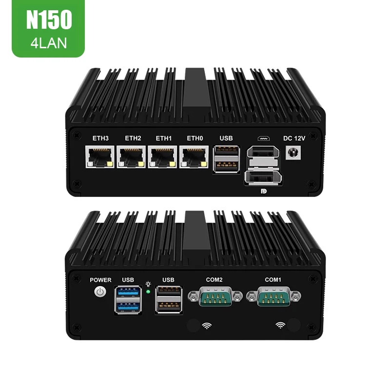 Fanless pfSense Firewall Soft Router J4125 N5105 N150 4x i226-V 2.5G LAN NVMe Barebone Mini PC HDMI2.0 DP AES-NI OPNsense Win11