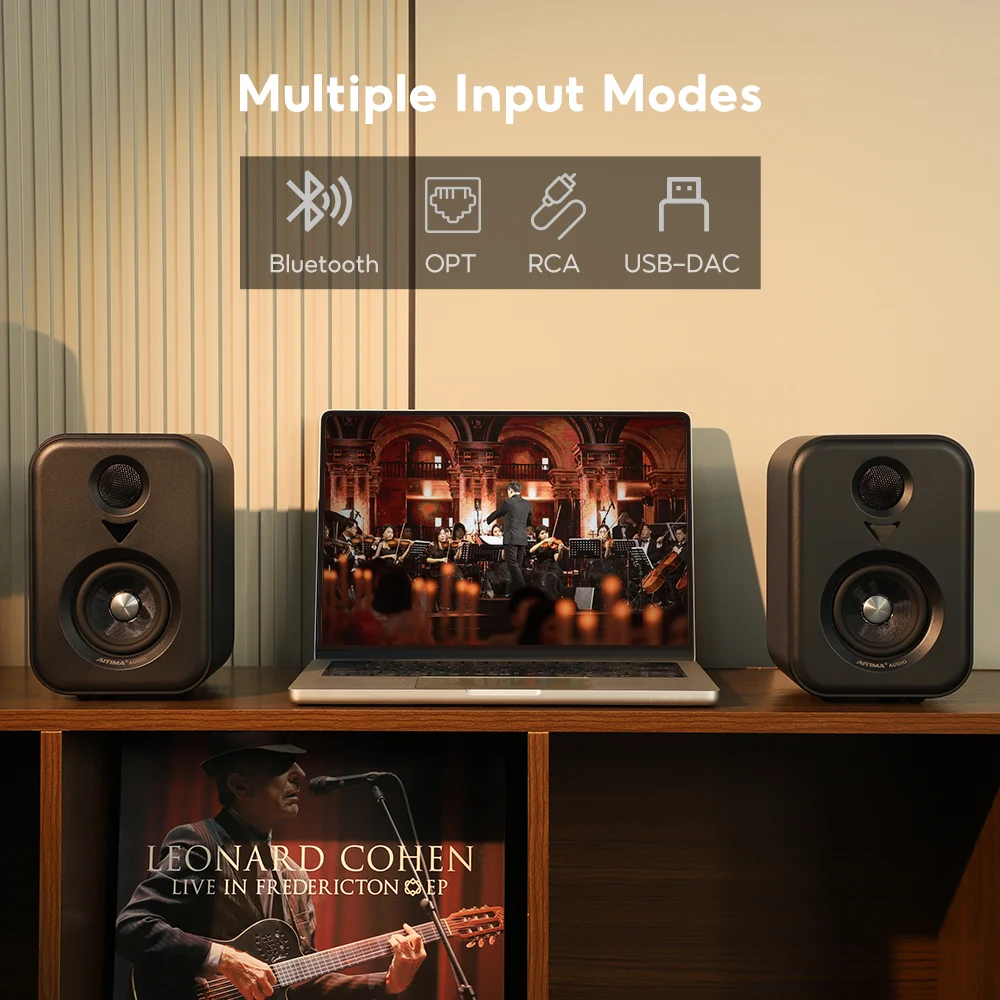 AIYIMA  Upgrade S400 Audio Bookshelf Active Speakers Studio Monitor 3 Inch Bluetooth USB DAC HiFi Home Subwoofer System TV PC