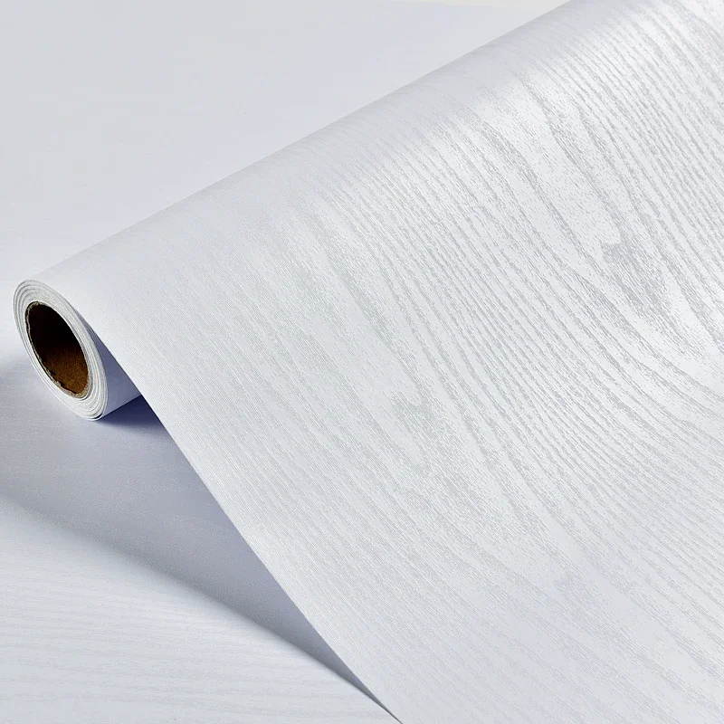Auto-adesivo Madeira Papel De Parede Branco PVC Impermeável Decorativo Filme Armário De Cozinha Quarto Roupeiro Móveis Renovação Adesivos