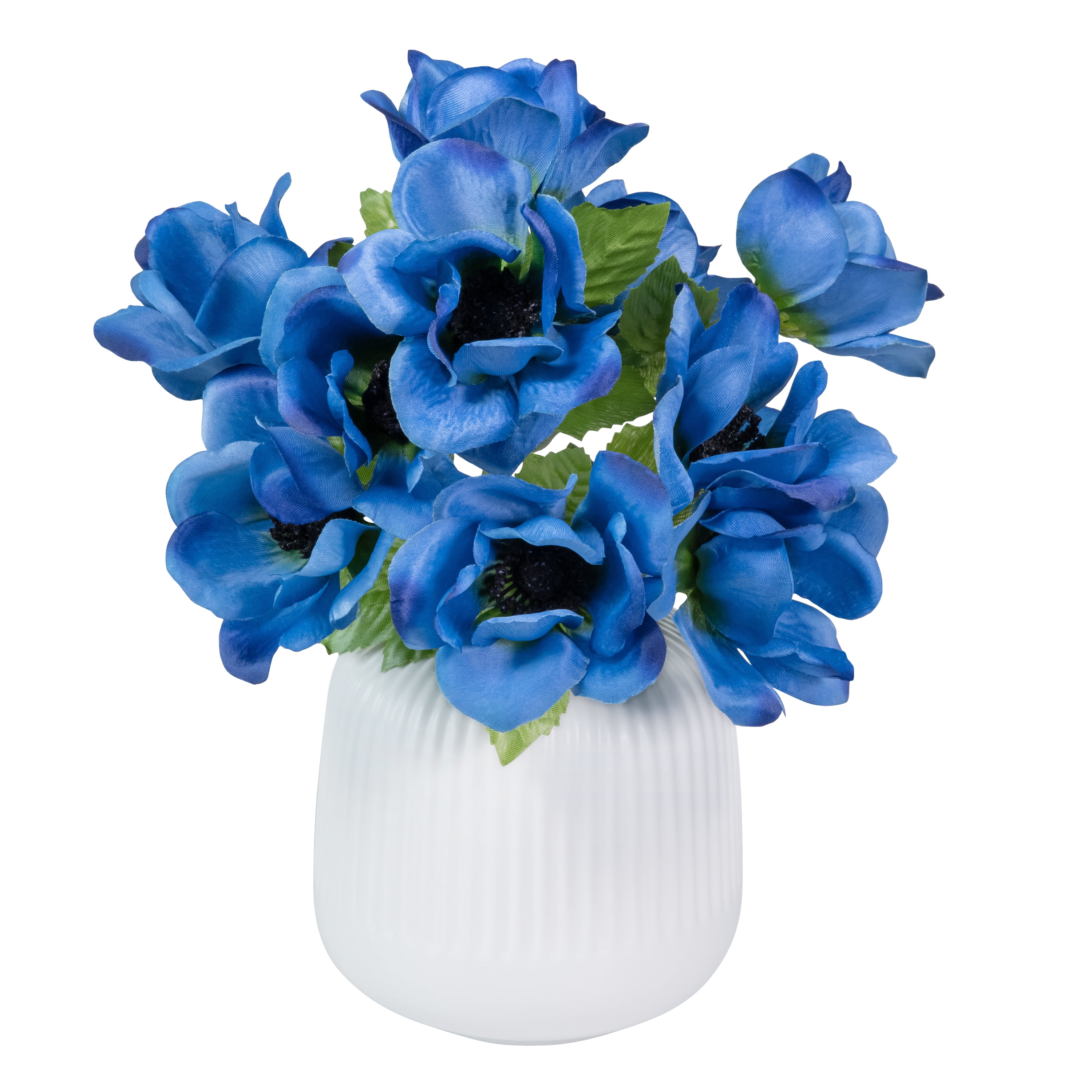 13-inch Artificial Silk Blue 5 Heads Anemone Flower Pick, for Indoor Use, by Mainstays