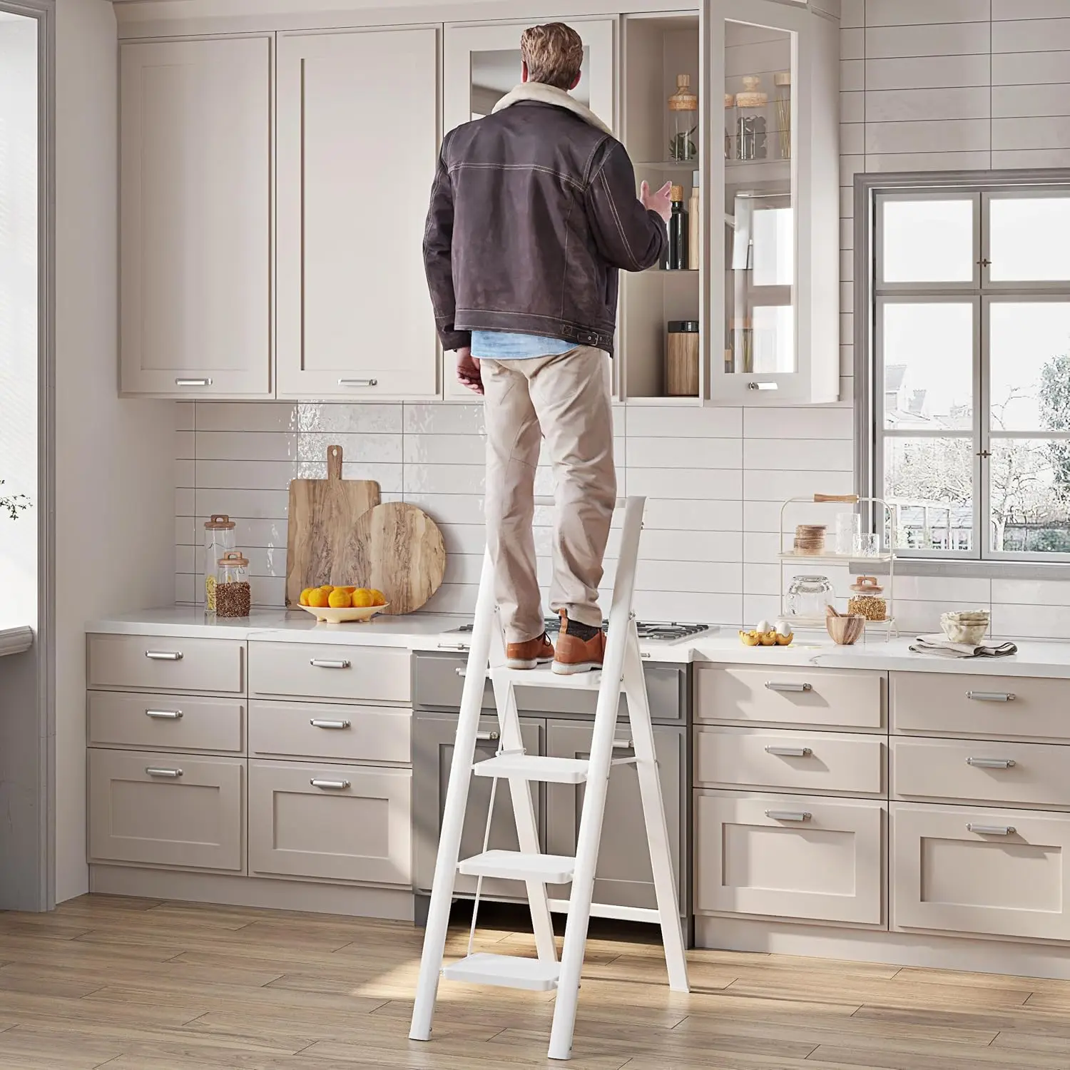 Stufen Trittleiter Klappbar, Mit Handlauf Haushaltsleiter, Widened Anti-Slip Stufen, Multifunctional Ladder, Loadable b