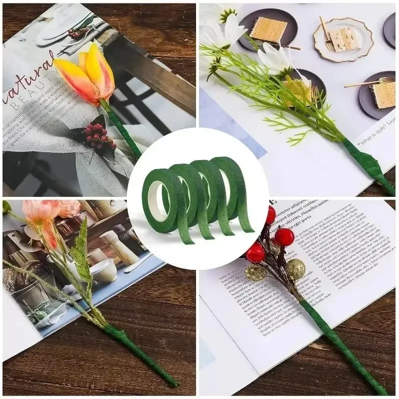 꽃다발 꽃 줄기 테이프 DIY 인공 꽃 부케 테이프 자기 접착 포장 녹색 테이프 웨딩 파티 장식 용품
