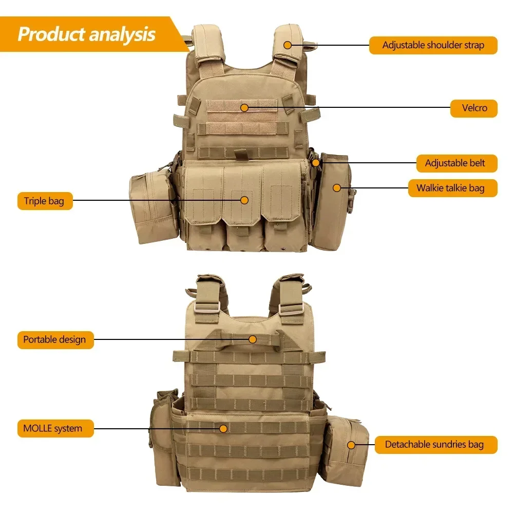 6094 ทหารเสื้อกั๊กยุทธวิธีทหารเกราะ COMBAT Army CS เกียร์ล่าสัตว์ Carrier Airsoft อุปกรณ์เสริม Wargame กระเป๋า MOLLE เสื้อกั๊ก