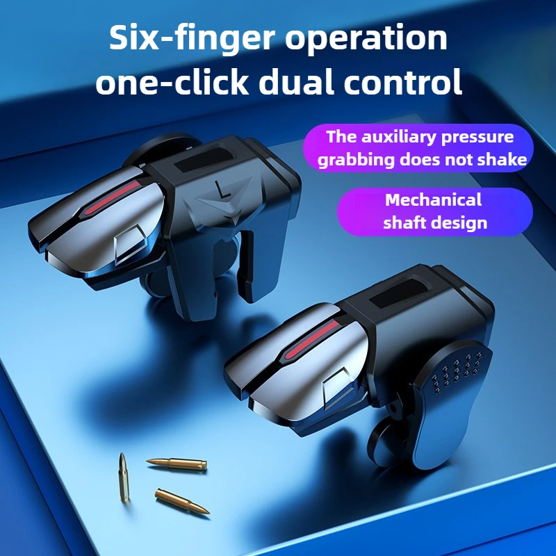 Gatillo de juego de teléfono móvil G21 de seis dedos para PUBG Aim Shooting L1 R1 ABS botón para IOS Android Universal Gamepad Joystick