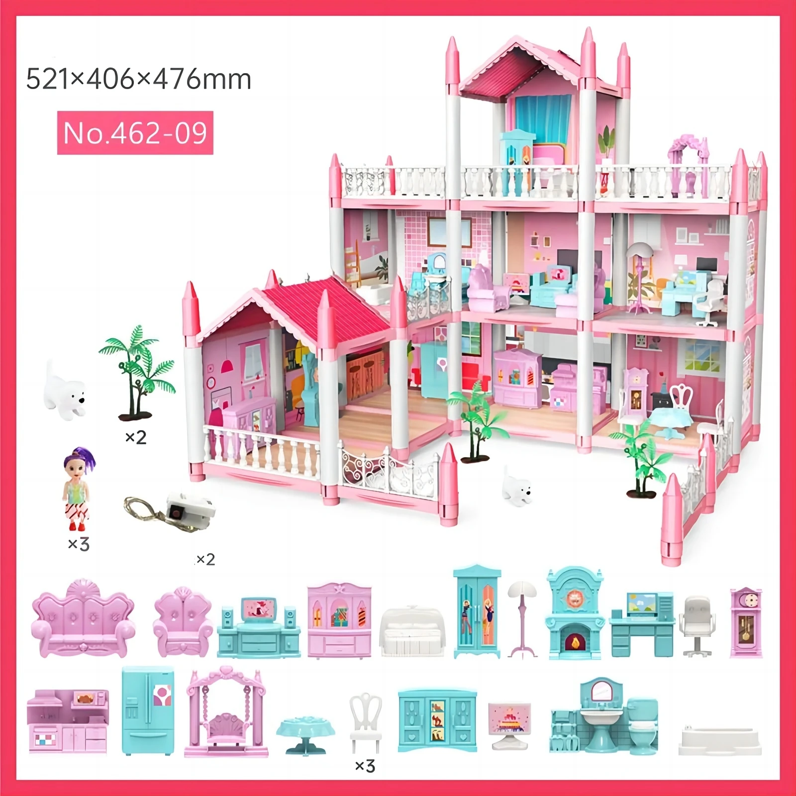 子供の音楽ドールハウス組立ヴィラハウス 3D DIY ドリームプリンセス城ヴィラ組立ドールハウスセットおもちゃ女の子家族のおもちゃ