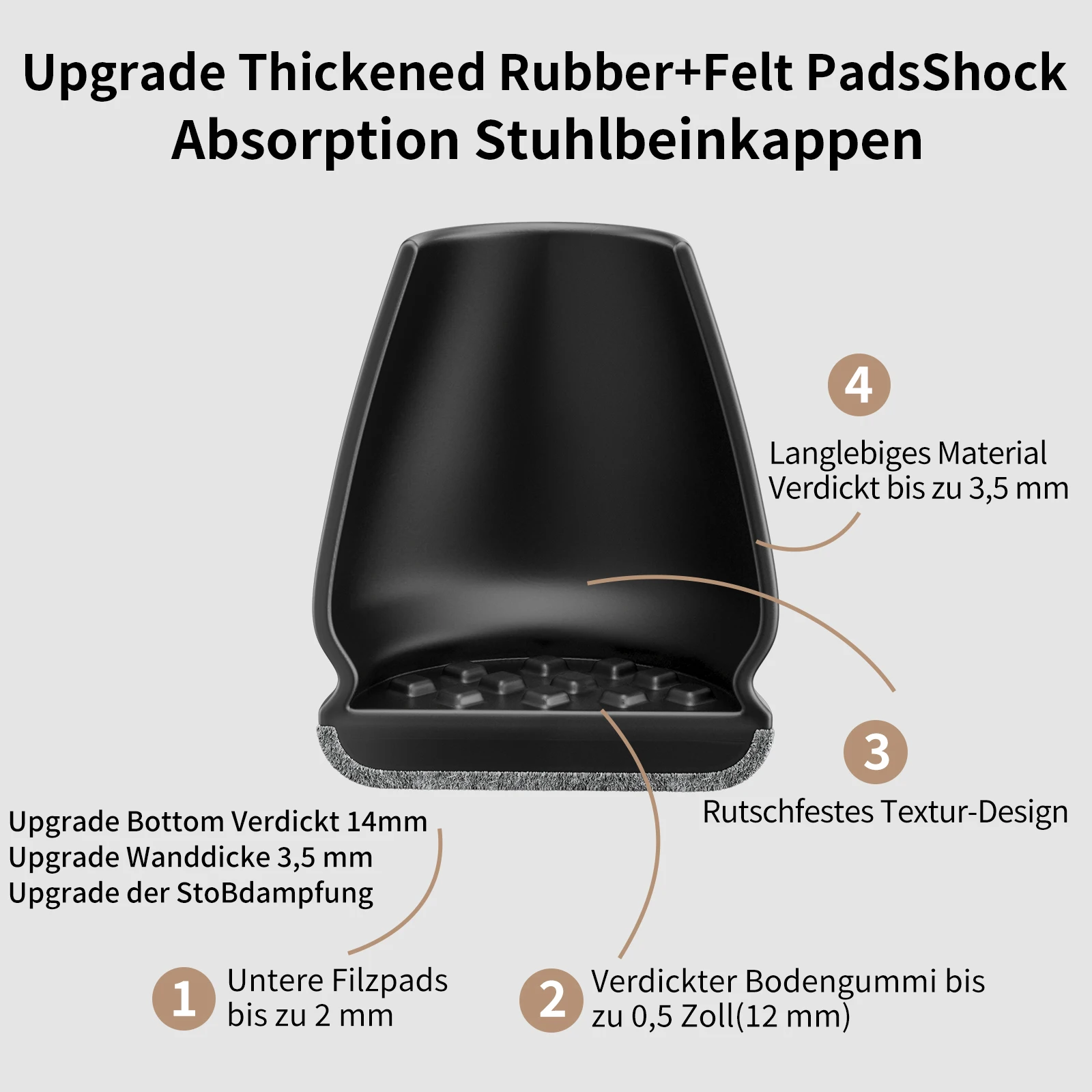 8 pçs silicone cadeira perna protetores de chão pé capa diagonal com envoltório grosso almofadas de feltro tpe móveis mesa pés proteger pisos