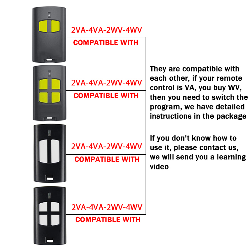 Control remoto para puerta de garaje, código rodante de 433,92 MHz para TO.GO 2VA 4VA VA WV, Control remoto de puerta Compatible con TO.GO 2WV 4WV
