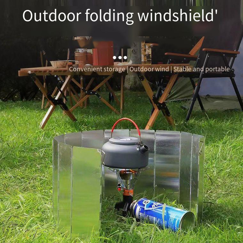 8 PCS / 10 PCS Outdoor Stove Wind Shield oldable Gas Stove Windshield Portable Camping Picnic Cooking Burner Windproof Screen