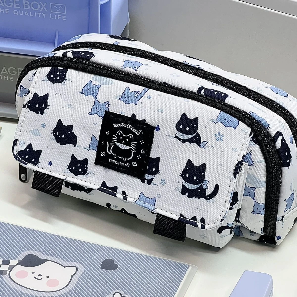 Piórnik Cute Cat Piórnik o dużej pojemności Wielofunkcyjny piórnik do przechowywania artykułów piśmiennych Prezent dla akcesoriów szkolnych