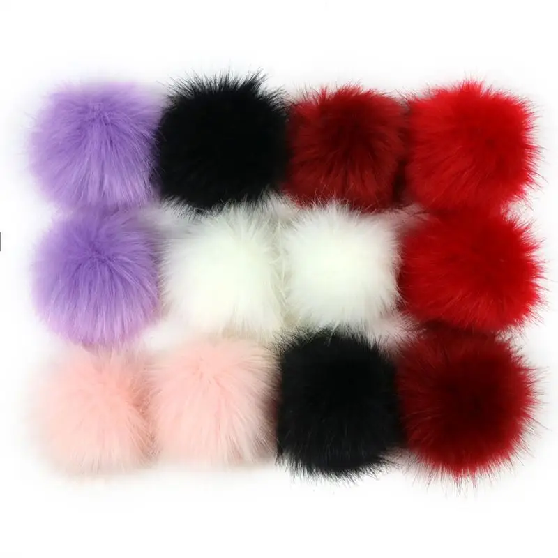 12 peças bola pompons pele falsa multicolorida com faixa borracha para chapéu, sapatos, cachecóis, bolsa,