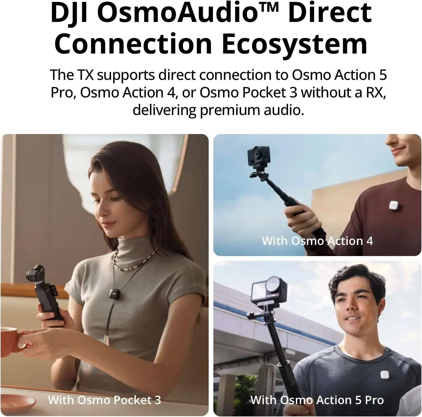 DJI Mic Mini (1 TX + 1 RX) Беспроводной микрофон Сверхлегкий аудиофонический микрофон с шумоподавлением и автоматическим ограничением DJI Mini