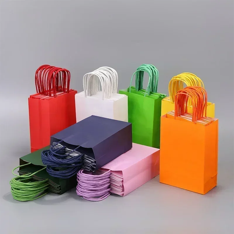 Candy Bunte Einkaufstaschen 10PCS Kraft Papier Geschenk Candy Tasche Farbige hand Papier Taschen Hochzeit Party Dekoration Geschenk