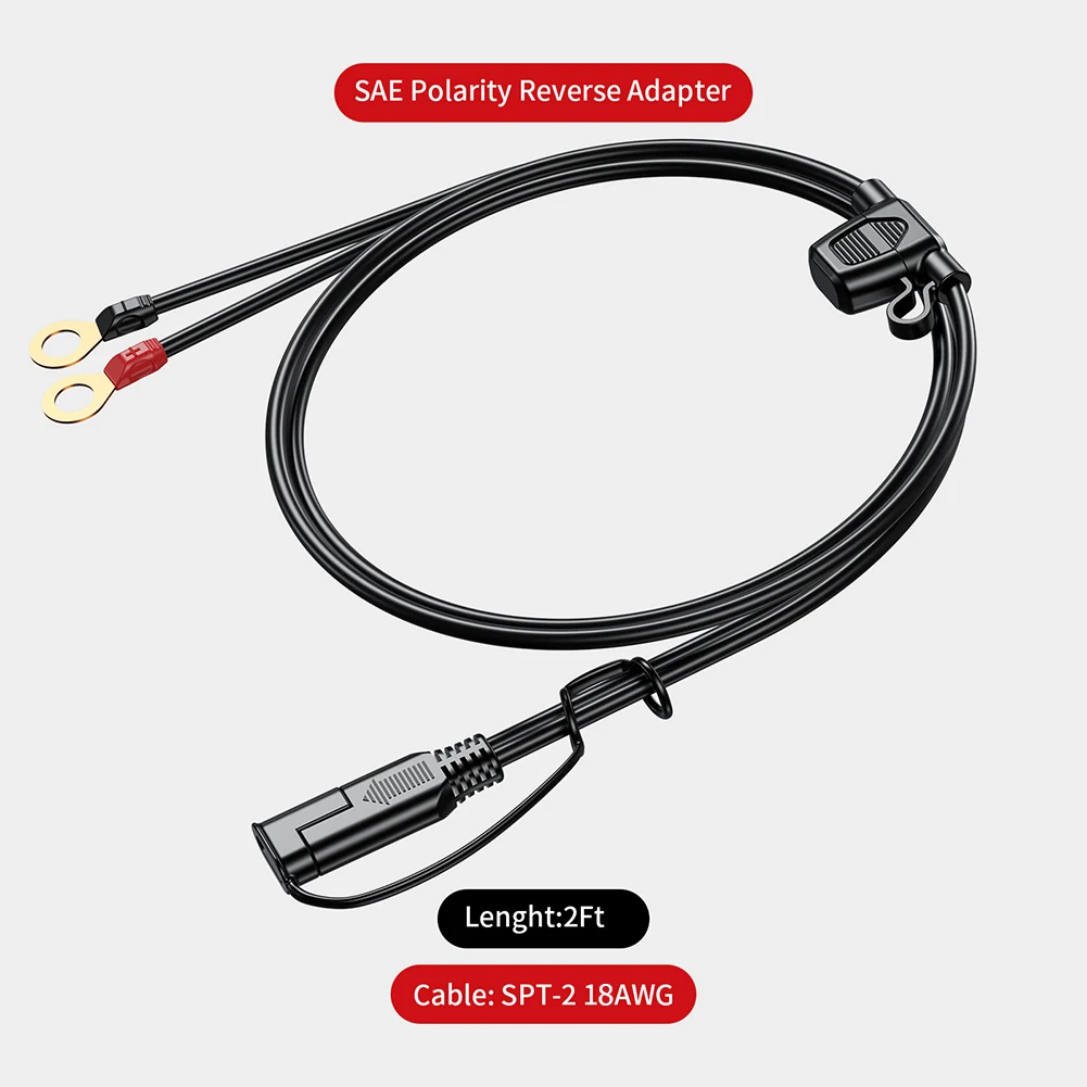 12-24V 18AWG SAE 2 pines de desconexión rápida a conector de arnés de Terminal de anillo redondo con fusible de 10A para conector de Cable de cargador de batería
